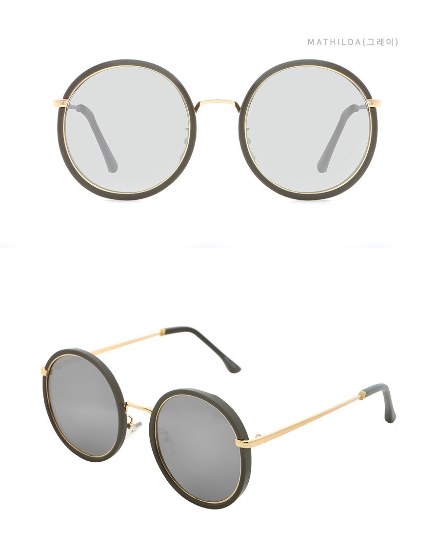 Pink Line Mirror Sunglasses Couple Round Women Gil