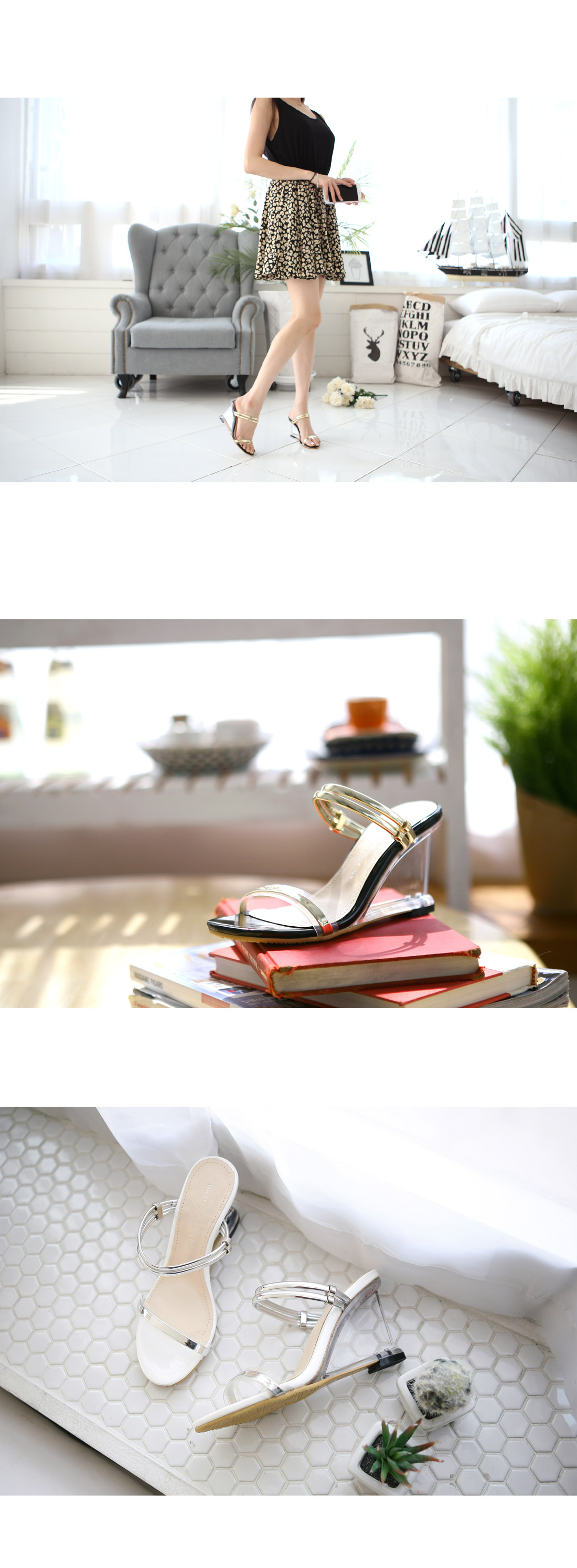 New Ryan Transparent Heel 8cm Mule Slipper Wedge