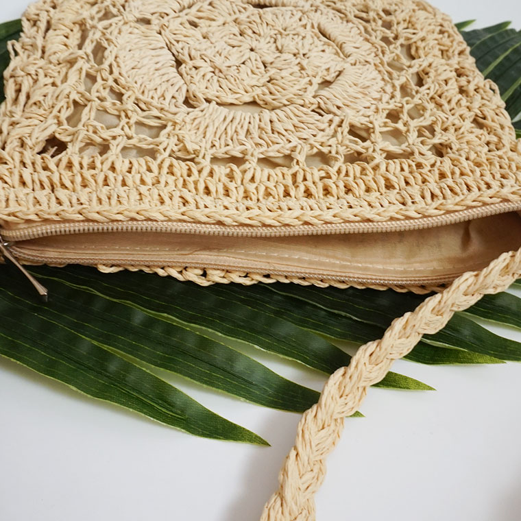 New Rose Knit Mini Cross Back Straw Bag Summer Res