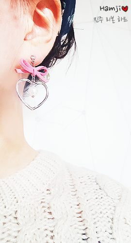 Ribbon Pearl Heart Earrings Lovely Handmade Love L