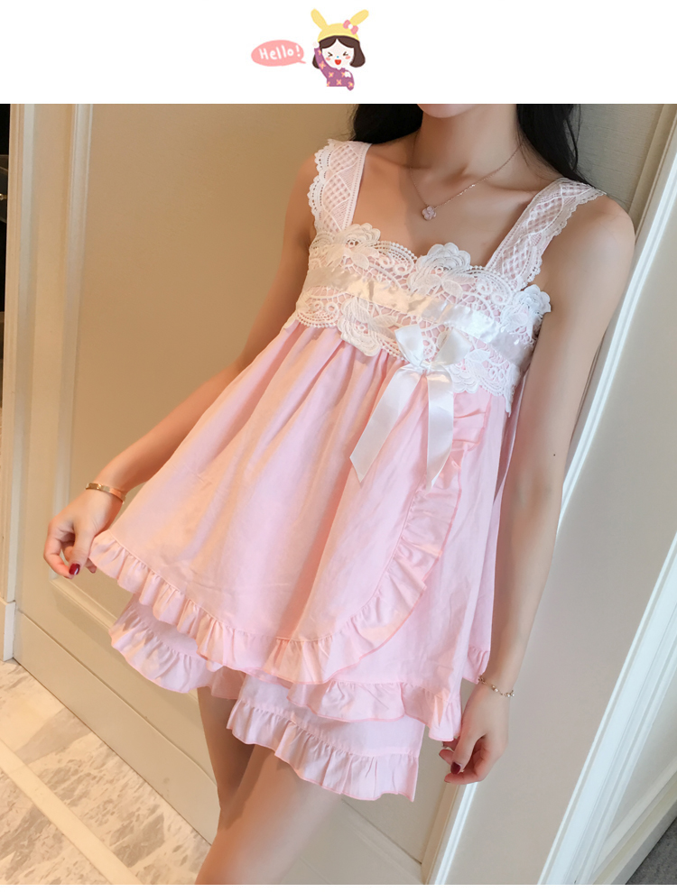 New cotton nail pajamas lace pajamas ruffle homewa