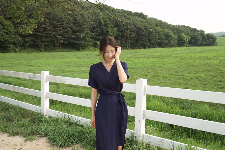 NEW FASHION LADY GIRL DRESS Yellow Linen Wrap Dres