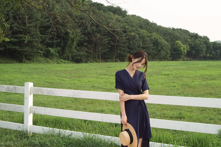 NEW FASHION LADY GIRL DRESS Yellow Linen Wrap Dres