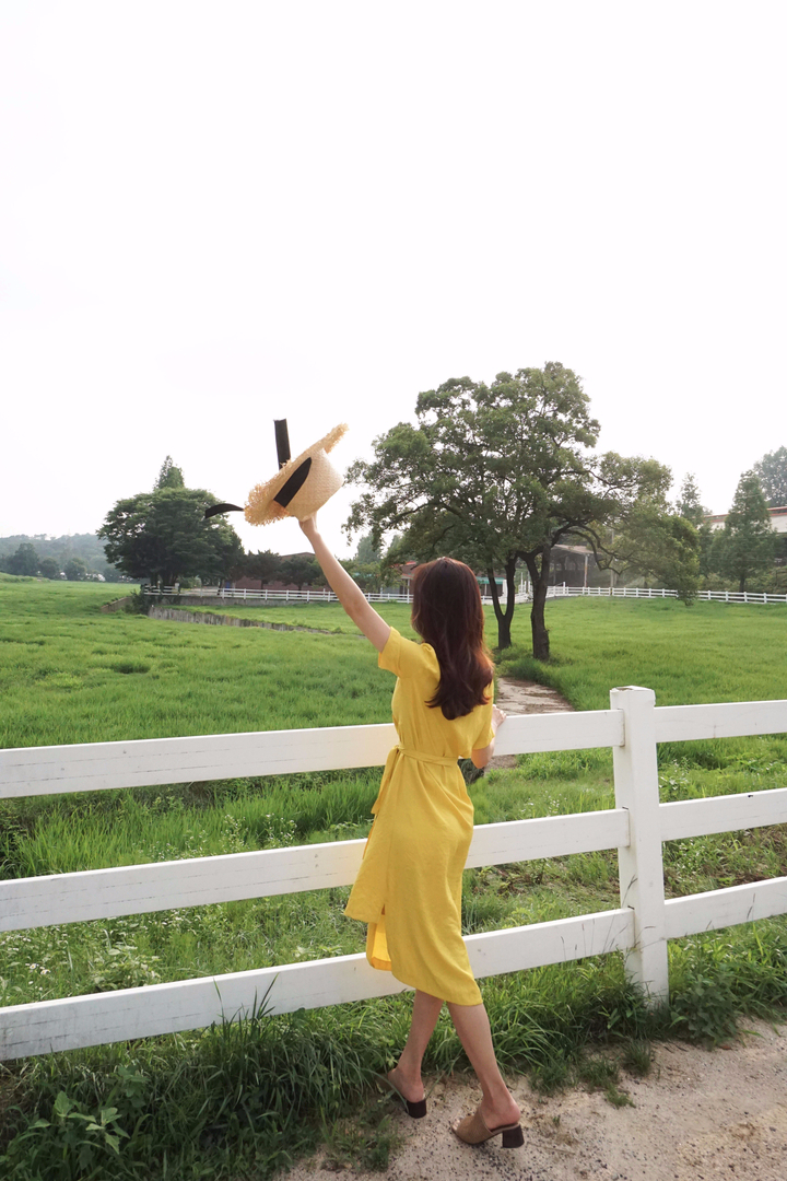 NEW FASHION LADY GIRL DRESS Yellow Linen Wrap Dres