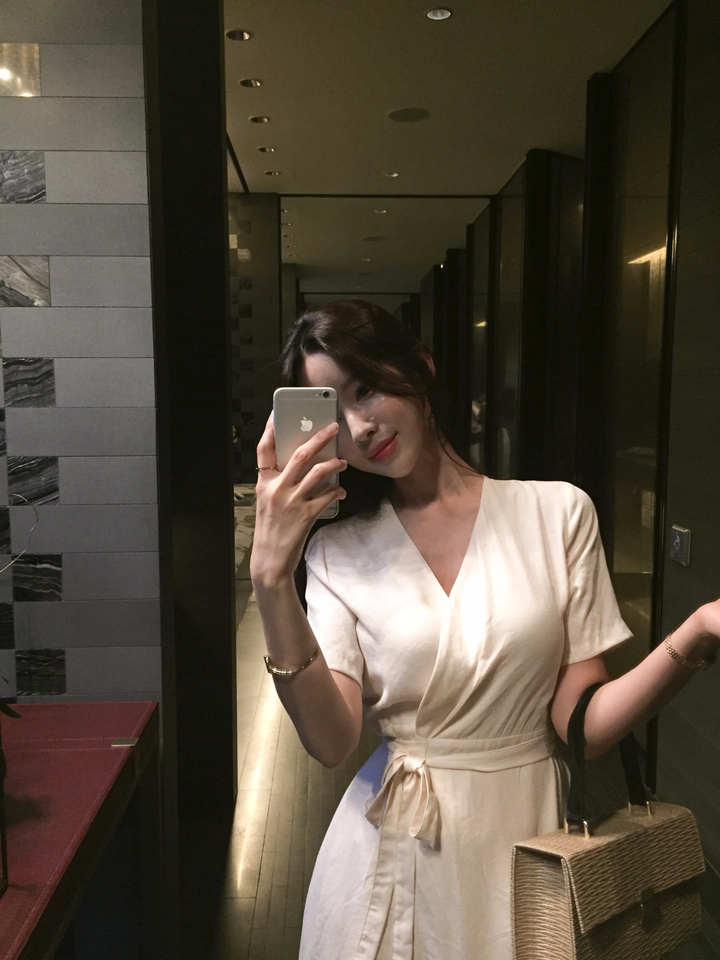 NEW FASHION LADY GIRL DRESS Yellow Linen Wrap Dres