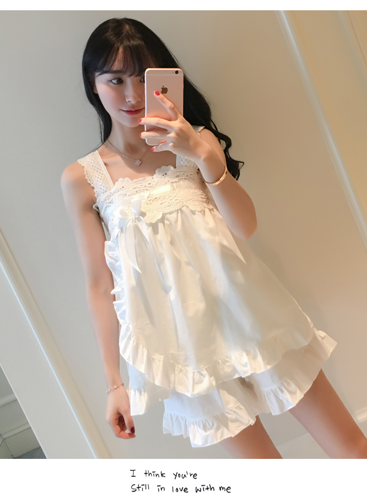 New cotton nail pajamas lace pajamas ruffle homewa