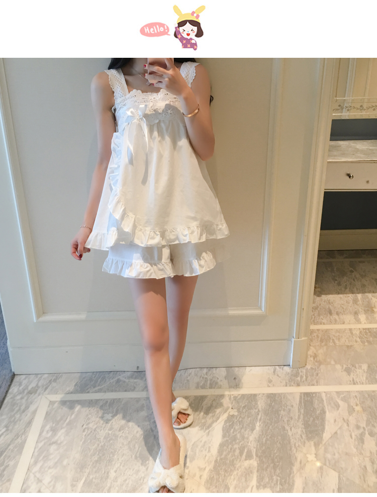 New cotton nail pajamas lace pajamas ruffle homewa