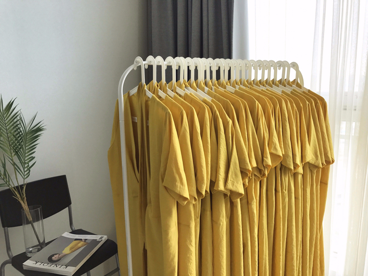 NEW FASHION LADY GIRL DRESS Yellow Linen Wrap Dres