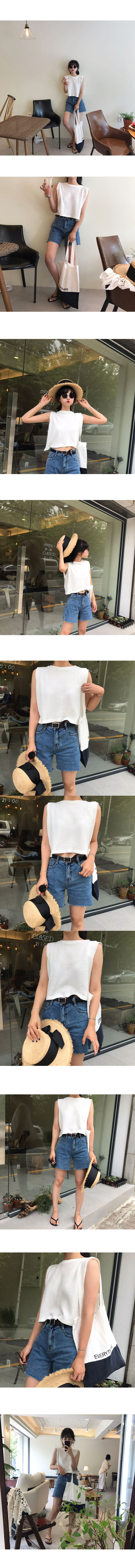 Crop Sleeveless Navy Women Women Knit