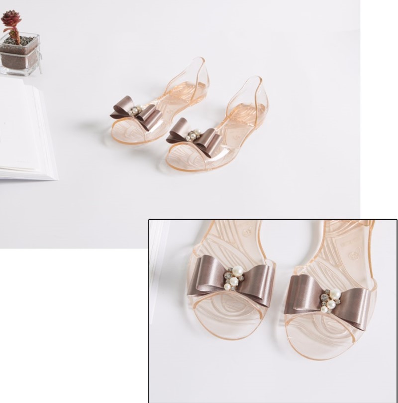 NEW WOMEN JELLY SHOES Pearl transparent jelly sand