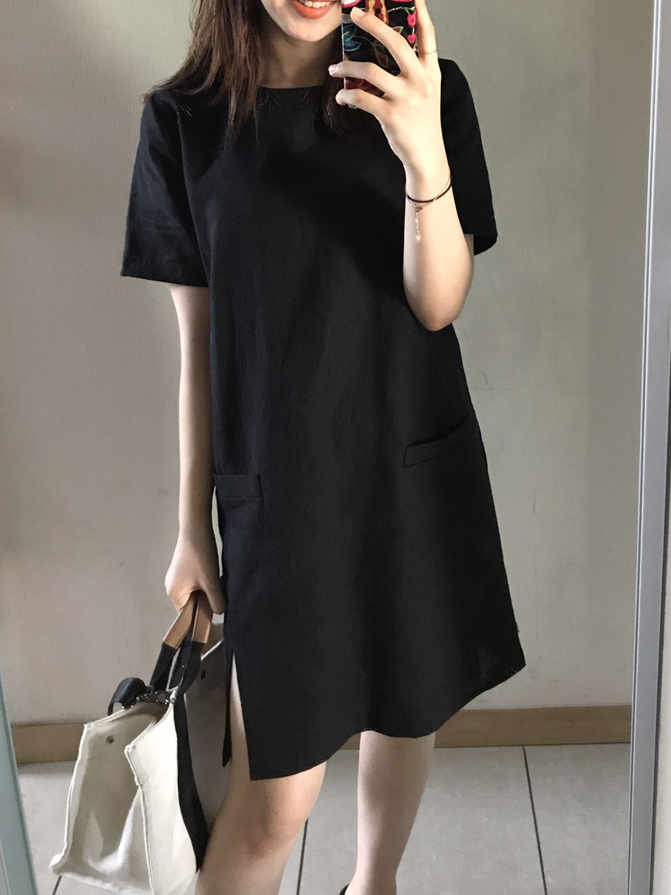 NEW FASHION LADY GIRL DRESS Haggle Linen Pocket Dr