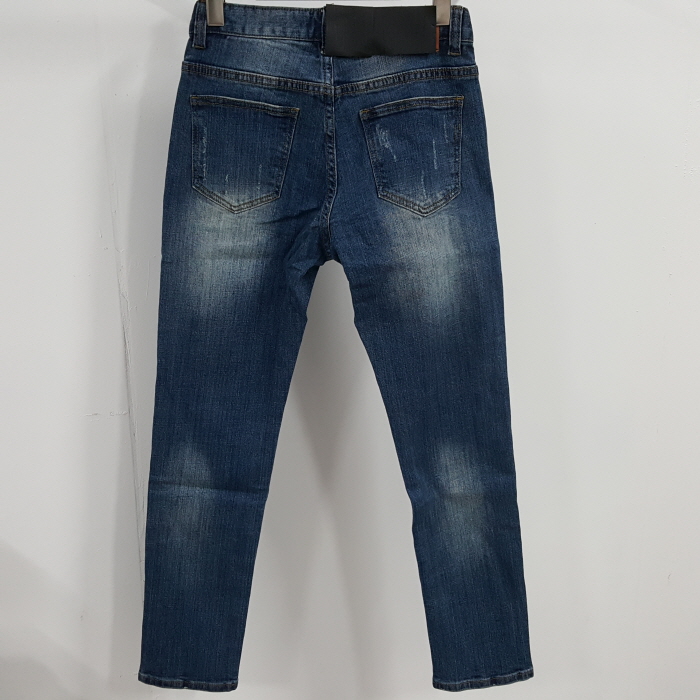 Korea Jeans Pants Men's Point Damage Slim Span 