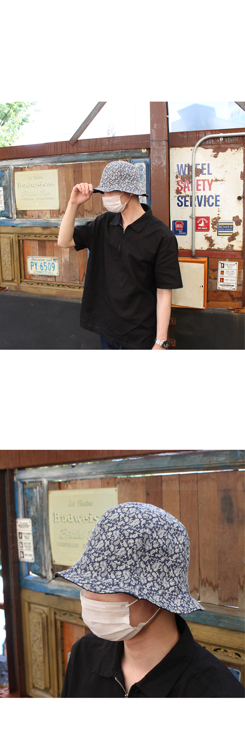 Women Sun Hats Men Women Double Sided Vintage Patt