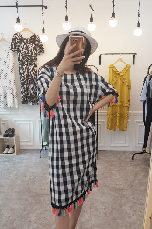 NEW FASHION LADY GIRL DRESS Summer gingham check o