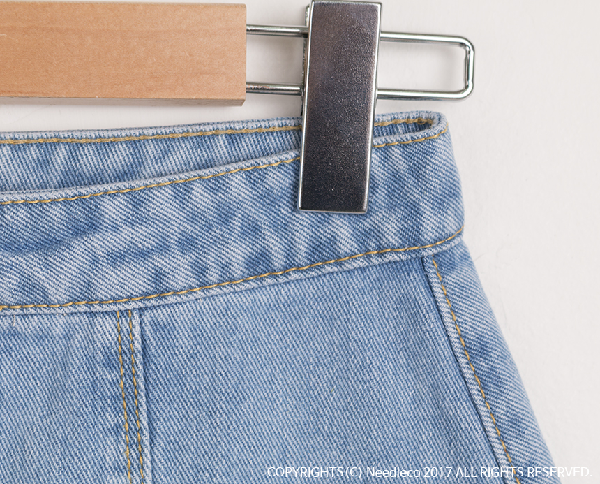 Denim Skirt Needle A line button Denim skirt Denim