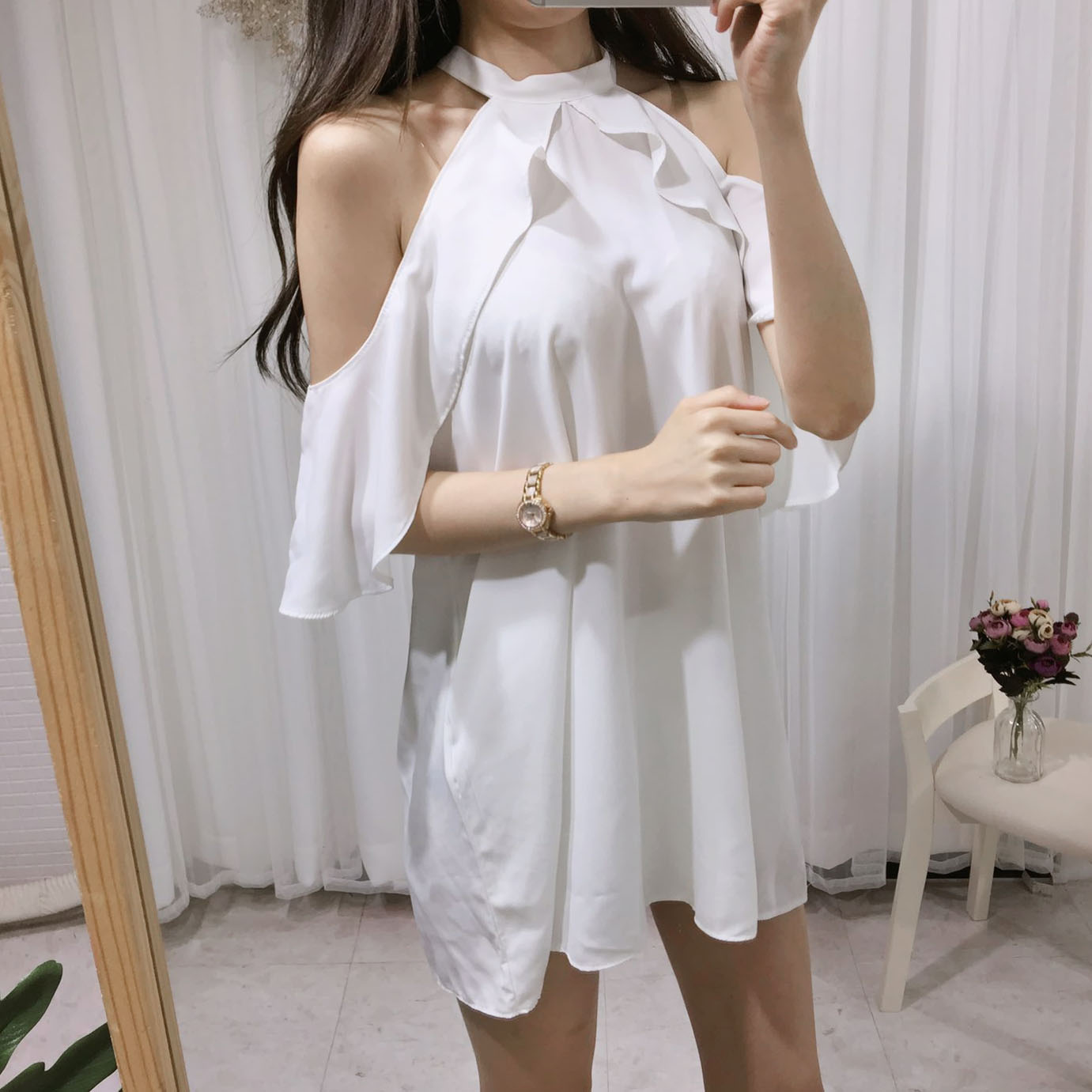 NEW FASHION LADY GIRL DRESS Sexy Off Shoulder Ruff