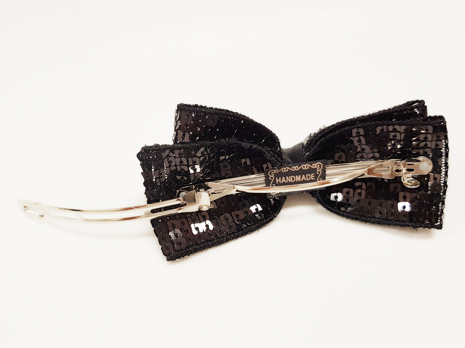 NEW HAIR CLIP HOOP Black sequin ribbon pin hairpin