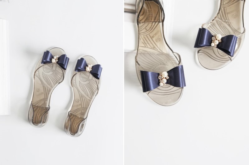 NEW WOMEN JELLY SHOES Pearl transparent jelly sand