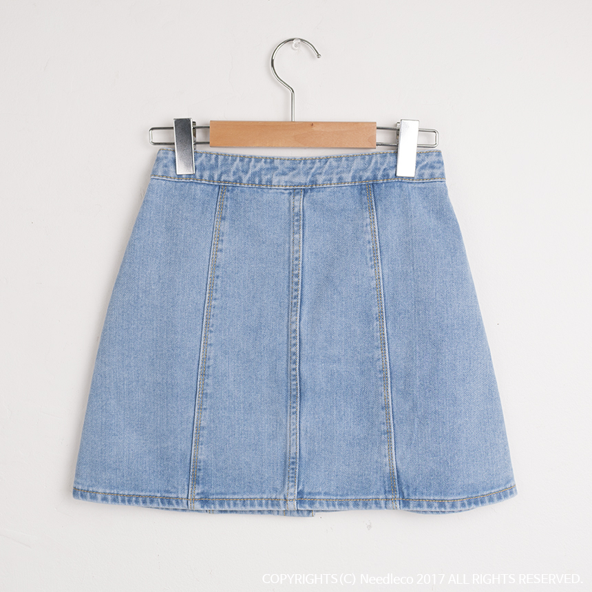 Denim Skirt Needle A line button Denim skirt Denim