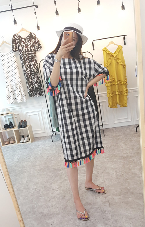 NEW FASHION LADY GIRL DRESS Summer gingham check o