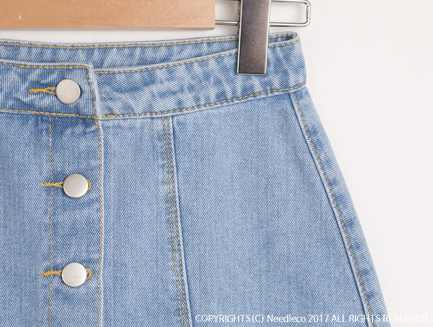 Denim Skirt Needle A line button Denim skirt Denim