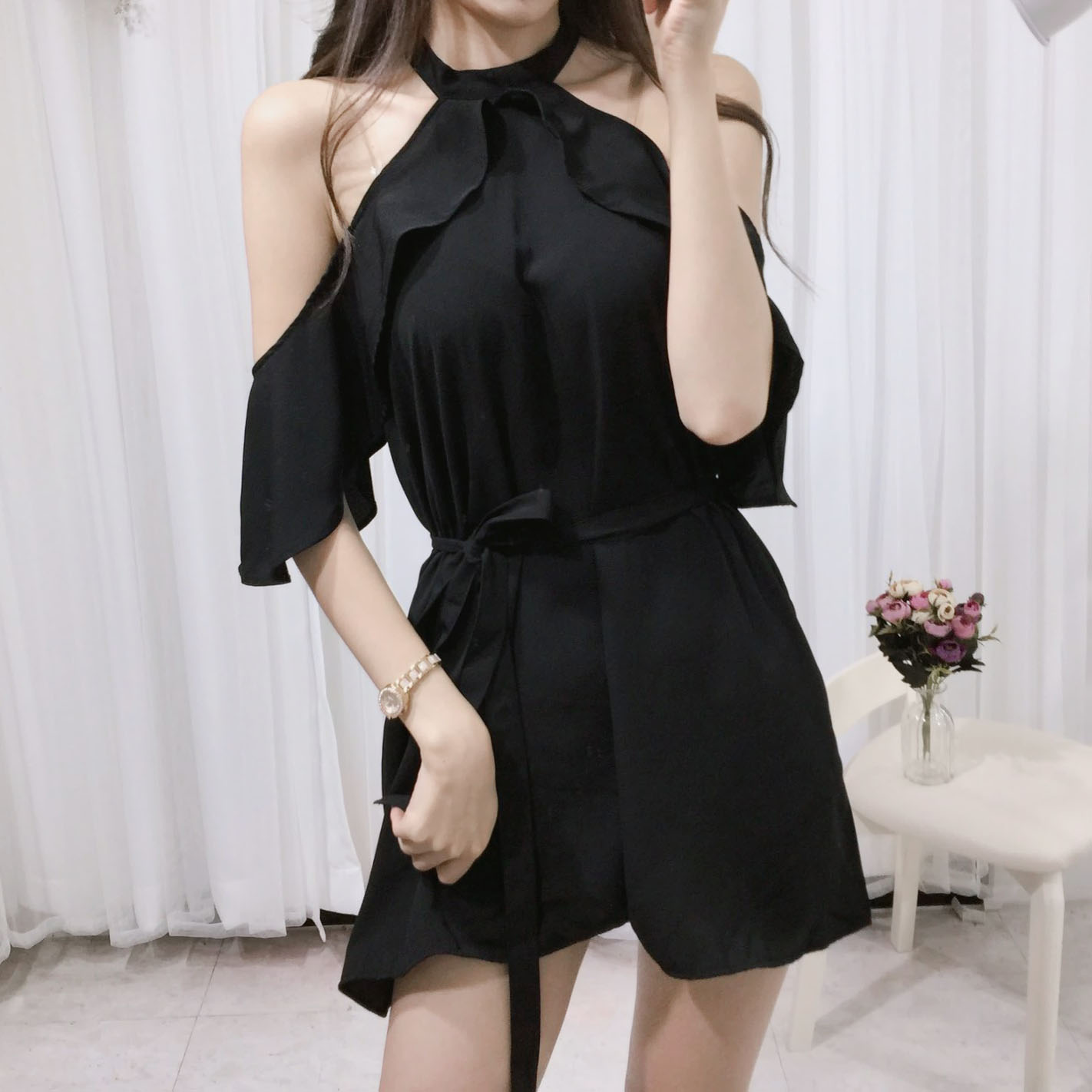 NEW FASHION LADY GIRL DRESS Sexy Off Shoulder Ruff