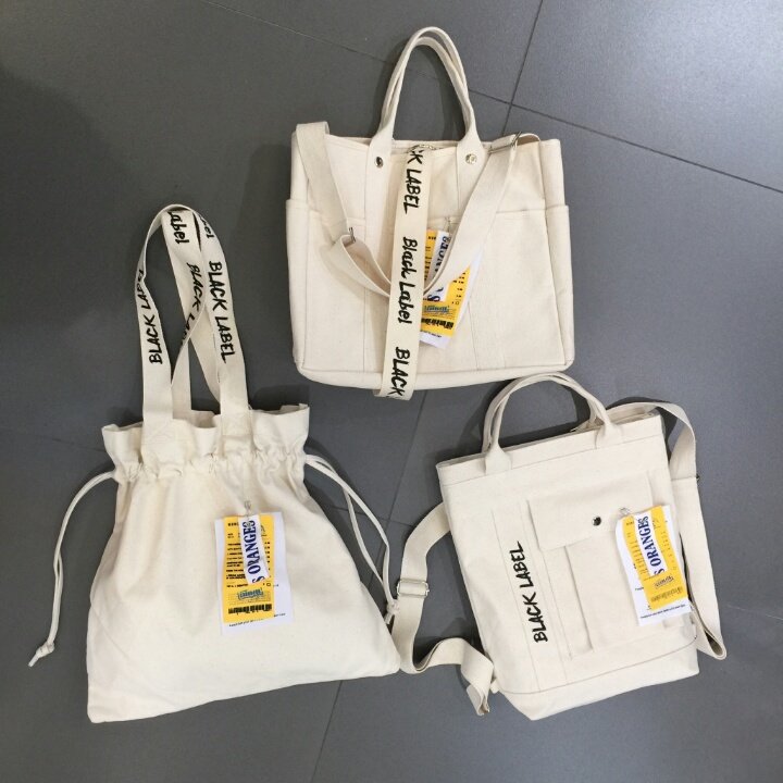 Black Label Shopper Canvas Adorable Eco Bag Three 