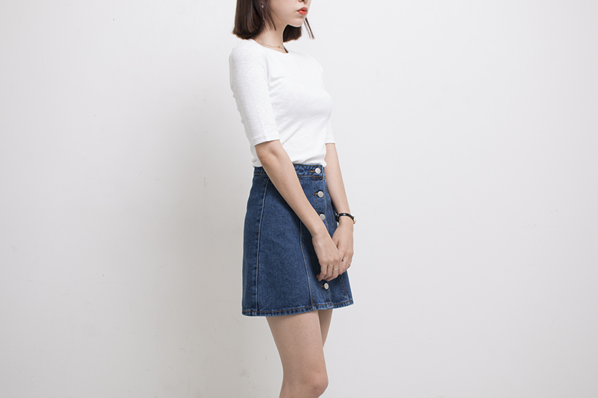 Denim Skirt Needle A line button Denim skirt Denim