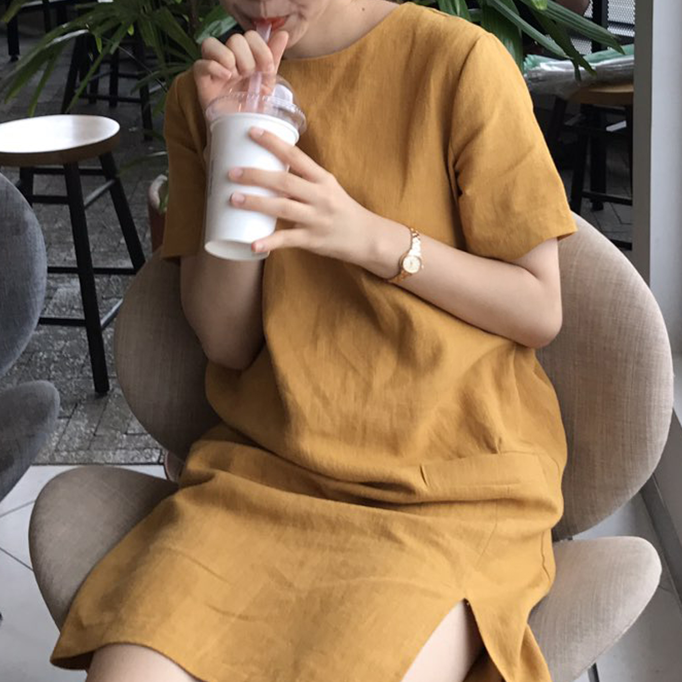 NEW FASHION LADY GIRL DRESS Haggle Linen Pocket Dr