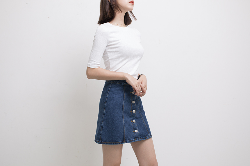 Denim Skirt Needle A line button Denim skirt Denim