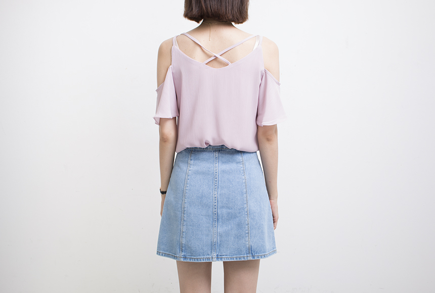 Denim Skirt Needle A line button Denim skirt Denim