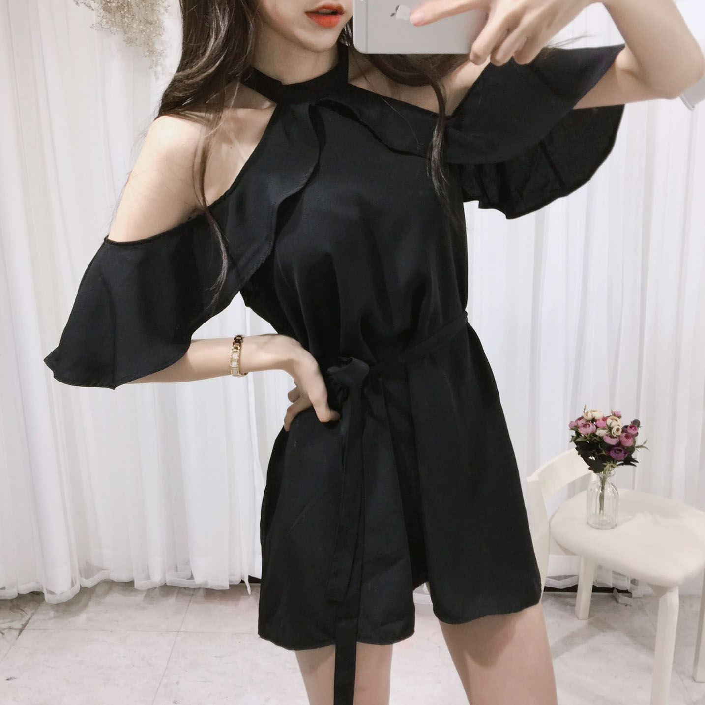NEW FASHION LADY GIRL DRESS Sexy Off Shoulder Ruff