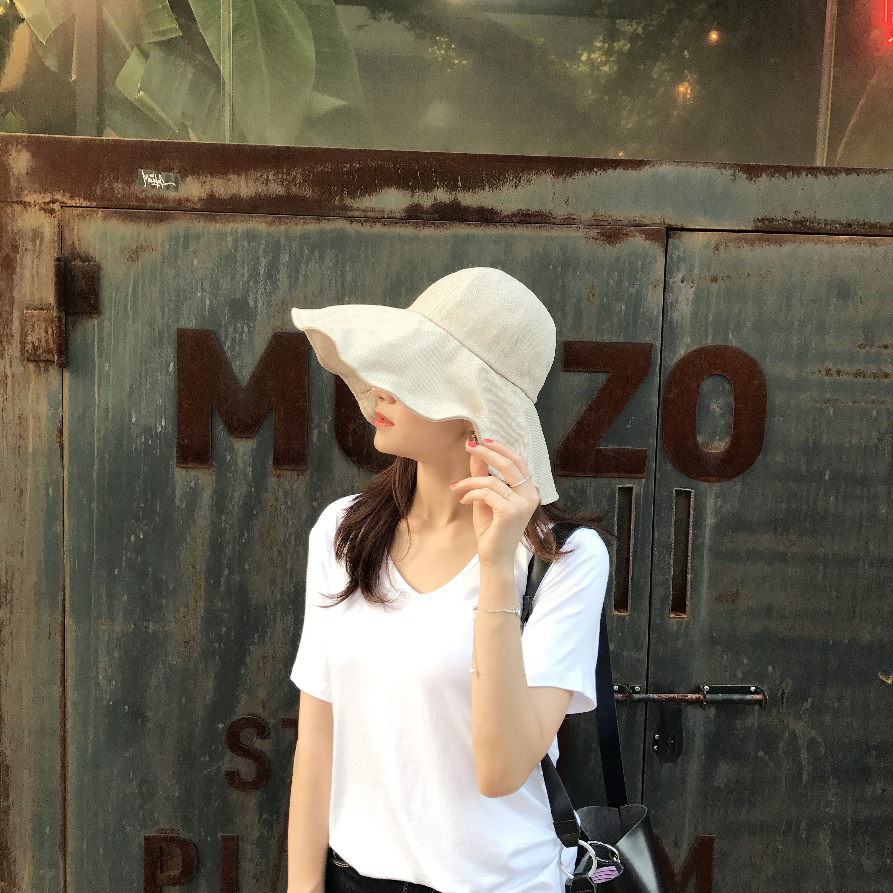 Women Sun Hats Sun Blocks Hat Complete 2pcs Linen 