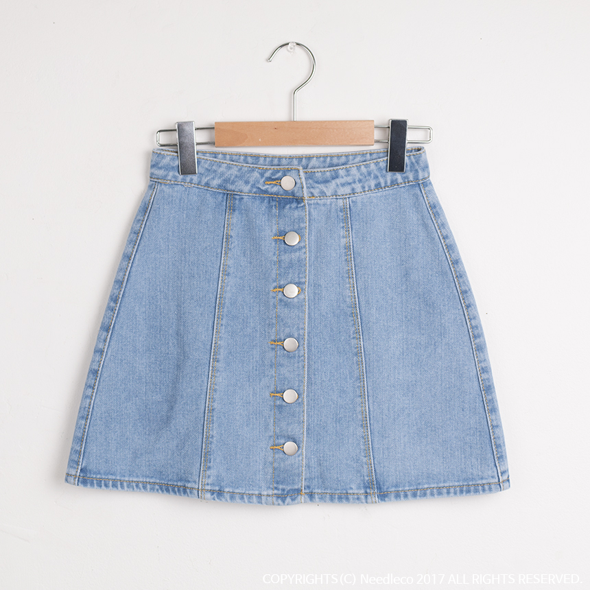 Denim Skirt Needle A line button Denim skirt Denim