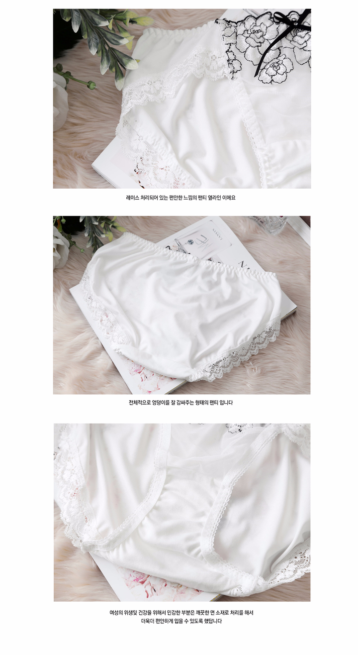 White embroidery chiffon bra set underwear white b
