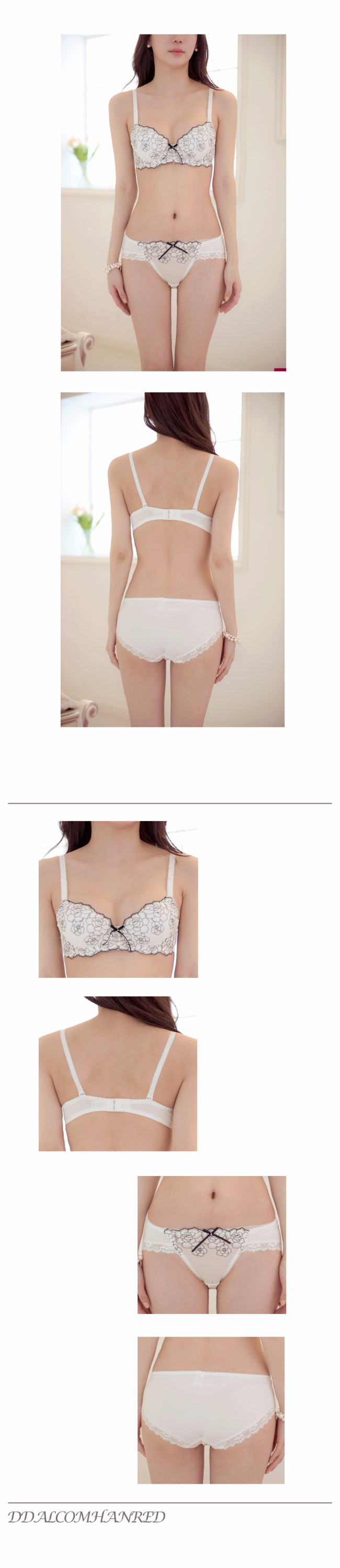 White embroidery chiffon bra set underwear white b