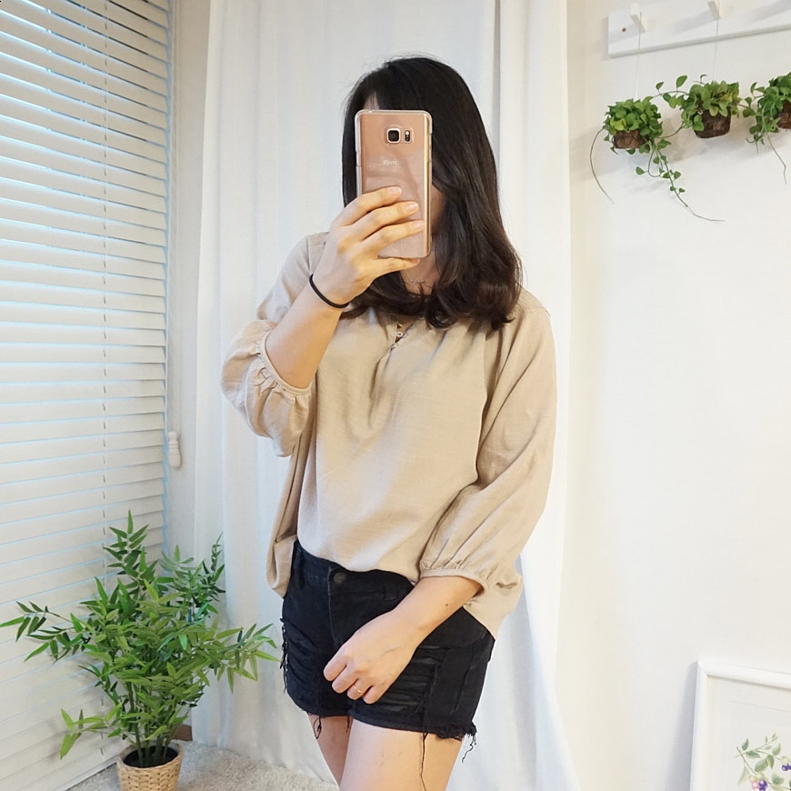 NEW FASHION LADY GIRL Blouse bean button summer bl