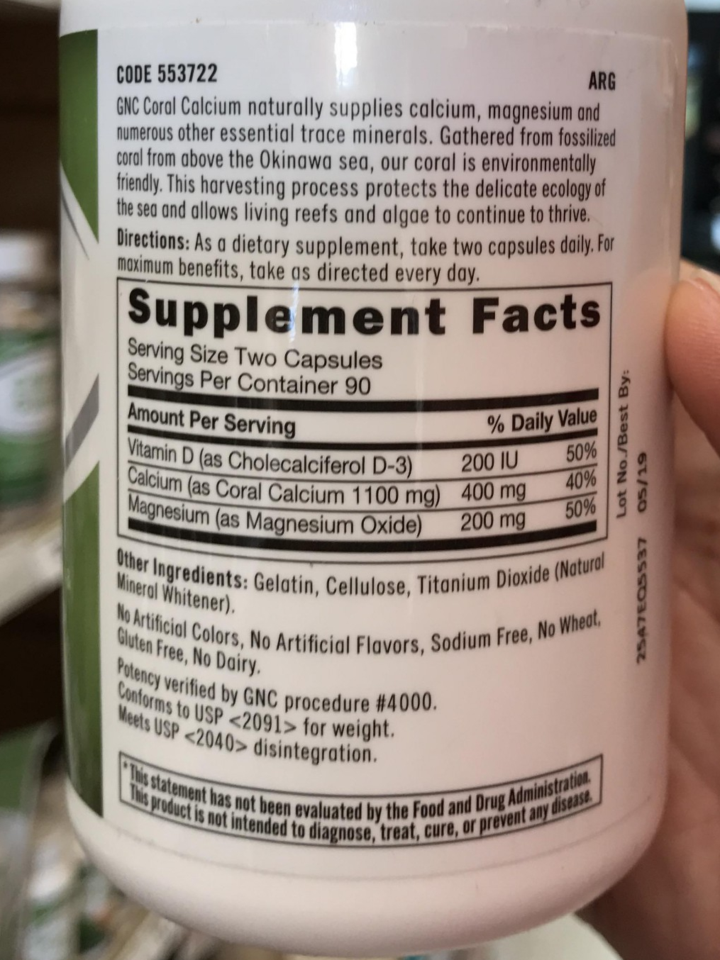 GNC 코랄 칼슘 180캡슐 GNC CORAL CALCIUM 180 Capsules 이랜드통합몰