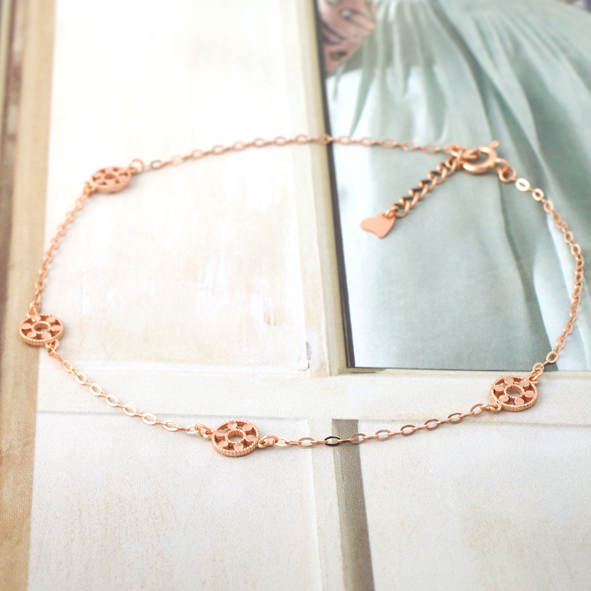 New 14K 18K simple circle petal chain bracelet 14k