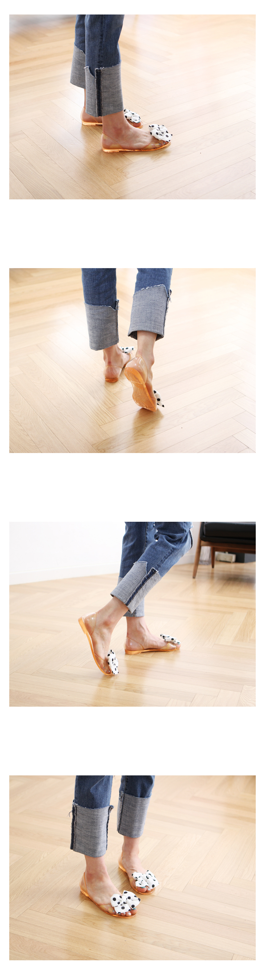 NEW WOMEN JELLY SHOES Ribbon flat jelly shoes Summ