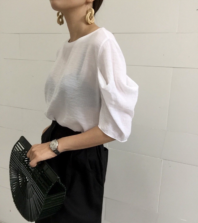 NEW FASHION LADY GIRL Blouse Summer puff sleeve li