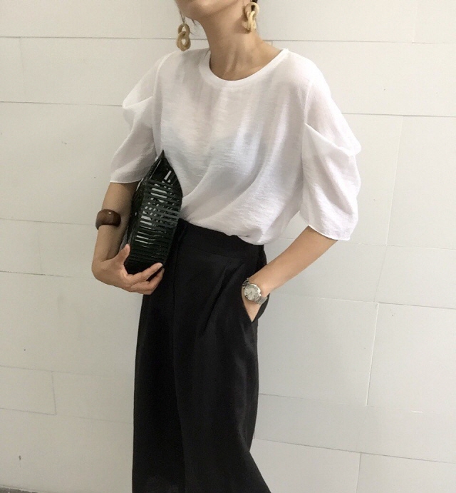 NEW FASHION LADY GIRL Blouse Summer puff sleeve li