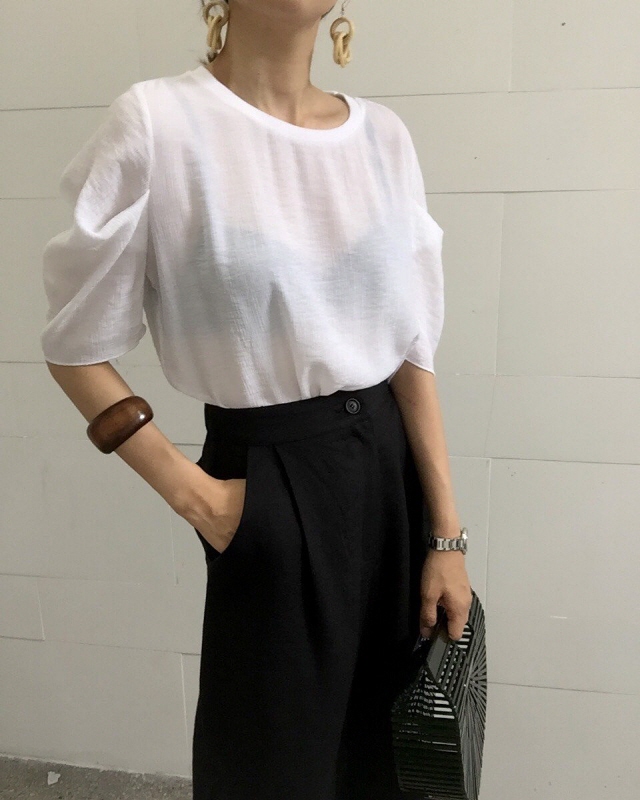 NEW FASHION LADY GIRL Blouse Summer puff sleeve li