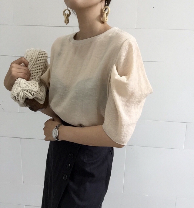 NEW FASHION LADY GIRL Blouse Summer puff sleeve li