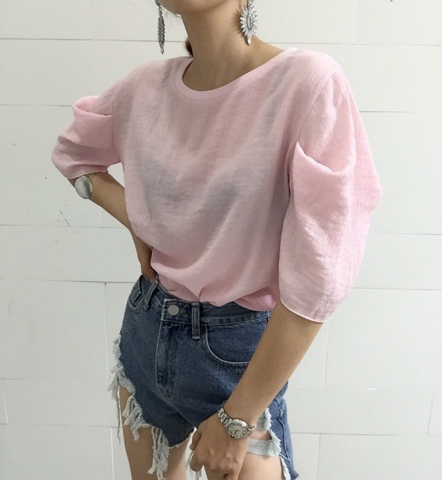 NEW FASHION LADY GIRL Blouse Summer puff sleeve li