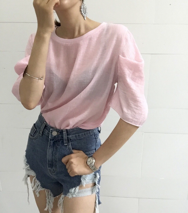 NEW FASHION LADY GIRL Blouse Summer puff sleeve li