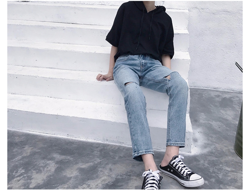 Women Jeans Pants Daily Torn Date Denim Pants Girl
