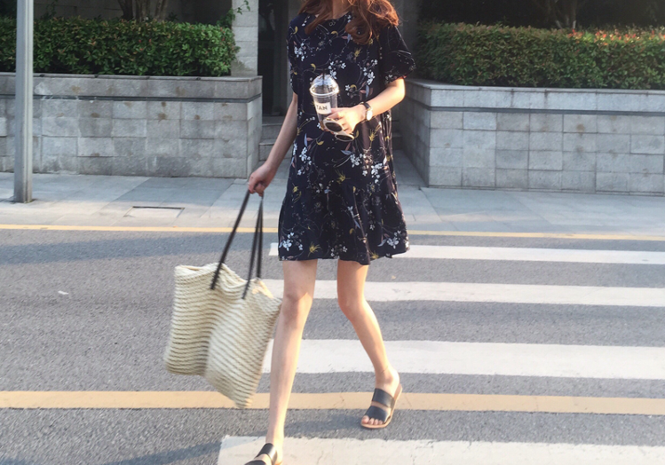 New Women Dress Summer short-sleeved pullover flow