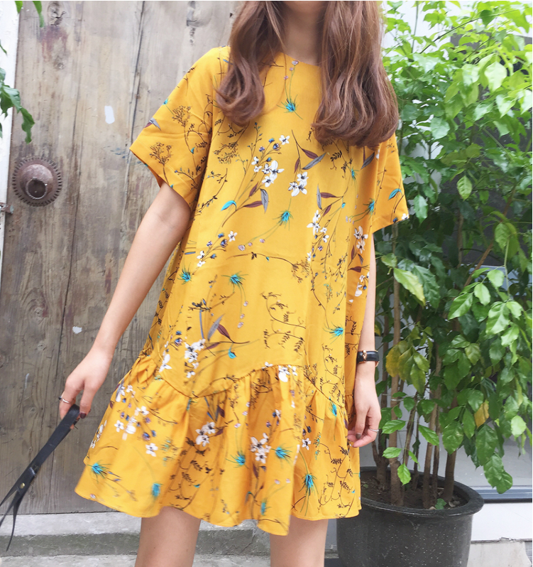 New Women Dress Summer short-sleeved pullover flow