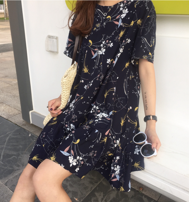 New Women Dress Summer short-sleeved pullover flow